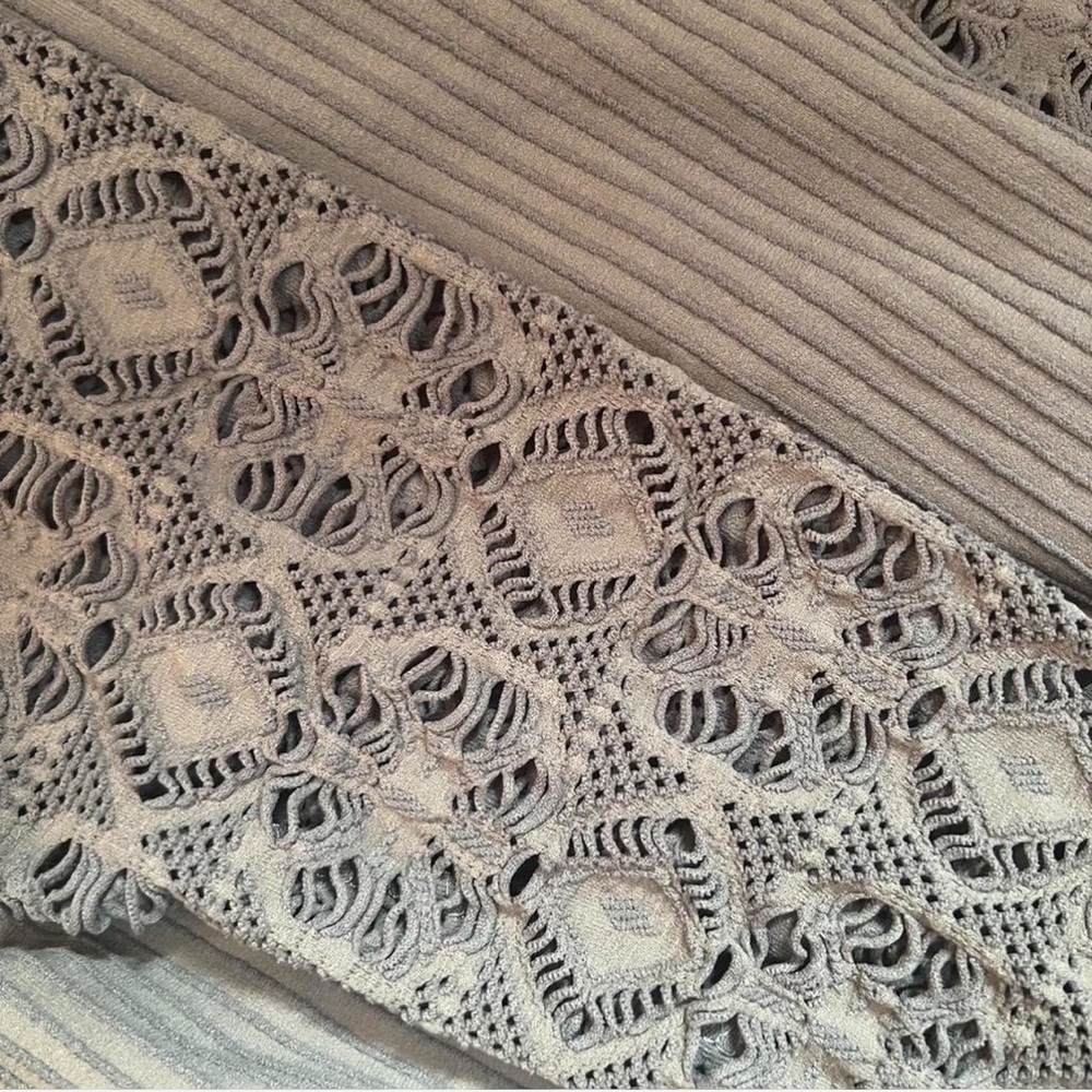 Free People Intimately purple grey laser cut lace long sleeve mock turtleneck - Picture 3 of 4